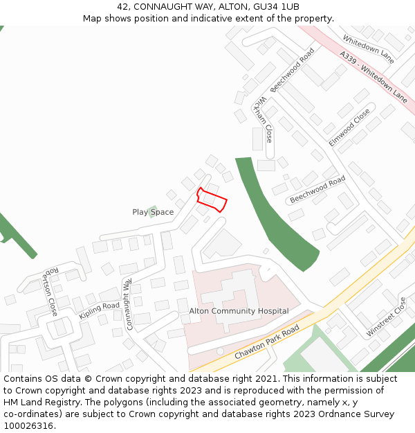 42, CONNAUGHT WAY, ALTON, GU34 1UB: Location map and indicative extent of plot