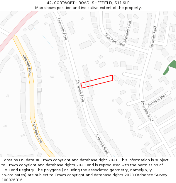 42, CORTWORTH ROAD, SHEFFIELD, S11 9LP: Location map and indicative extent of plot