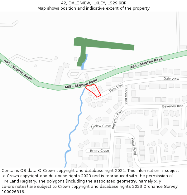 42, DALE VIEW, ILKLEY, LS29 9BP: Location map and indicative extent of plot