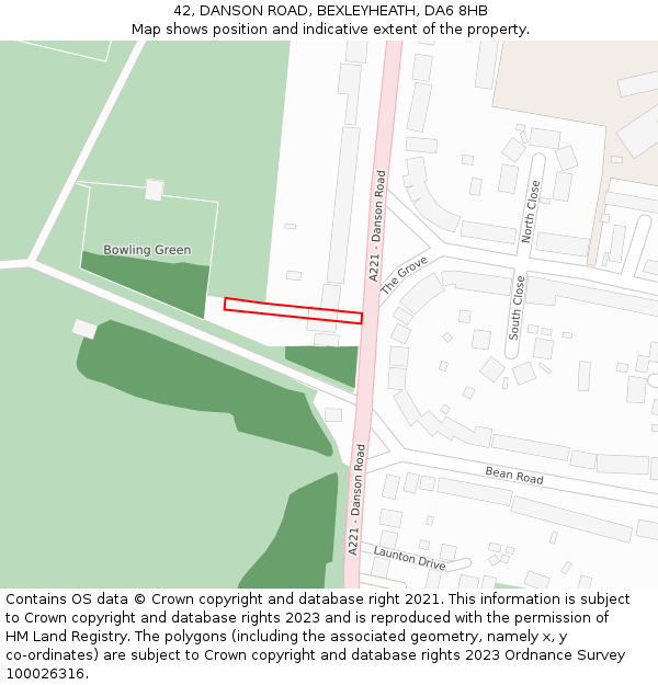 42, DANSON ROAD, BEXLEYHEATH, DA6 8HB: Location map and indicative extent of plot