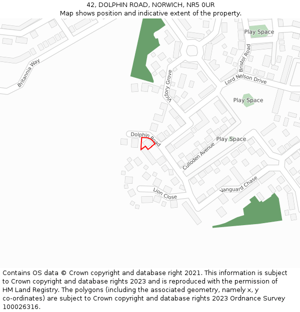 42, DOLPHIN ROAD, NORWICH, NR5 0UR: Location map and indicative extent of plot