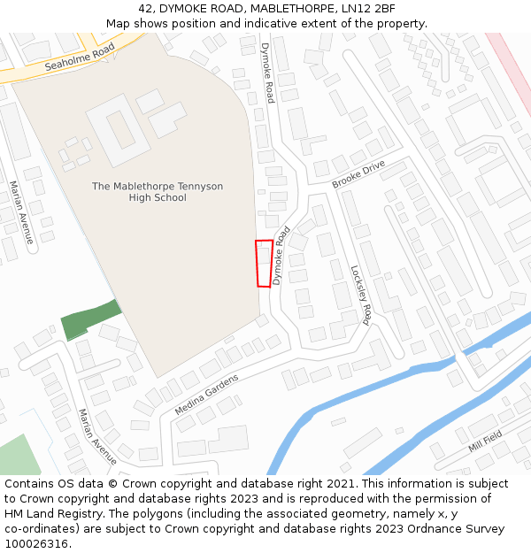 42, DYMOKE ROAD, MABLETHORPE, LN12 2BF: Location map and indicative extent of plot
