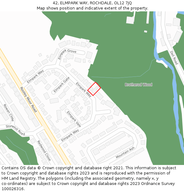 42, ELMPARK WAY, ROCHDALE, OL12 7JQ: Location map and indicative extent of plot