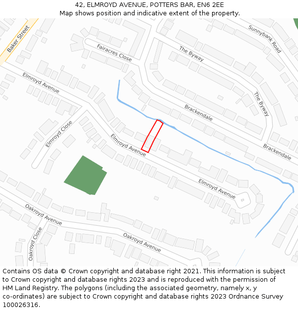 42, ELMROYD AVENUE, POTTERS BAR, EN6 2EE: Location map and indicative extent of plot