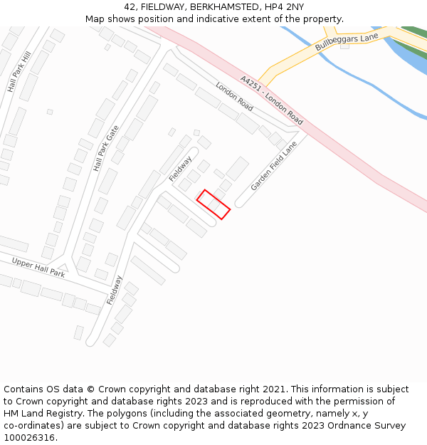 42, FIELDWAY, BERKHAMSTED, HP4 2NY: Location map and indicative extent of plot