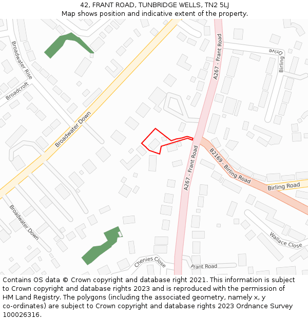 42, FRANT ROAD, TUNBRIDGE WELLS, TN2 5LJ: Location map and indicative extent of plot
