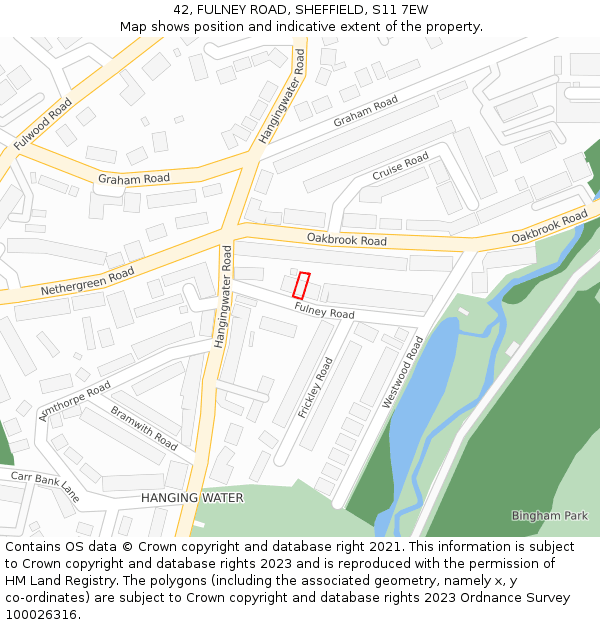 42, FULNEY ROAD, SHEFFIELD, S11 7EW: Location map and indicative extent of plot