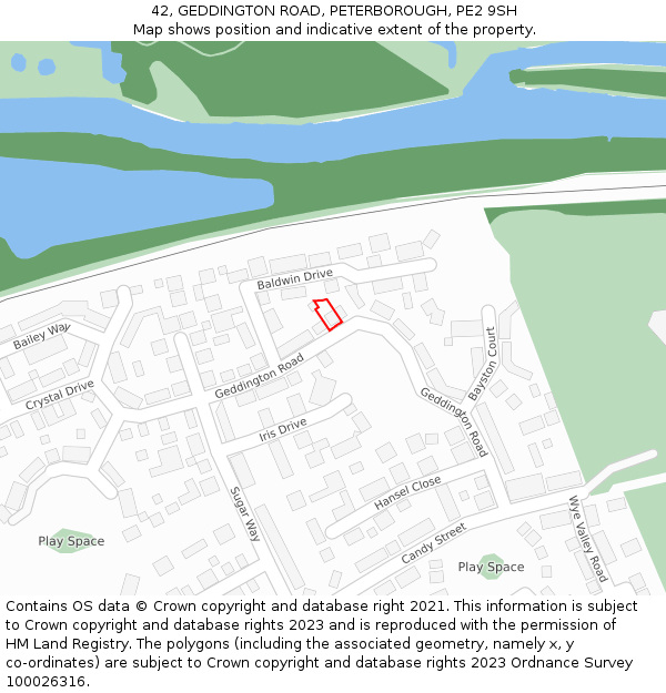 42, GEDDINGTON ROAD, PETERBOROUGH, PE2 9SH: Location map and indicative extent of plot