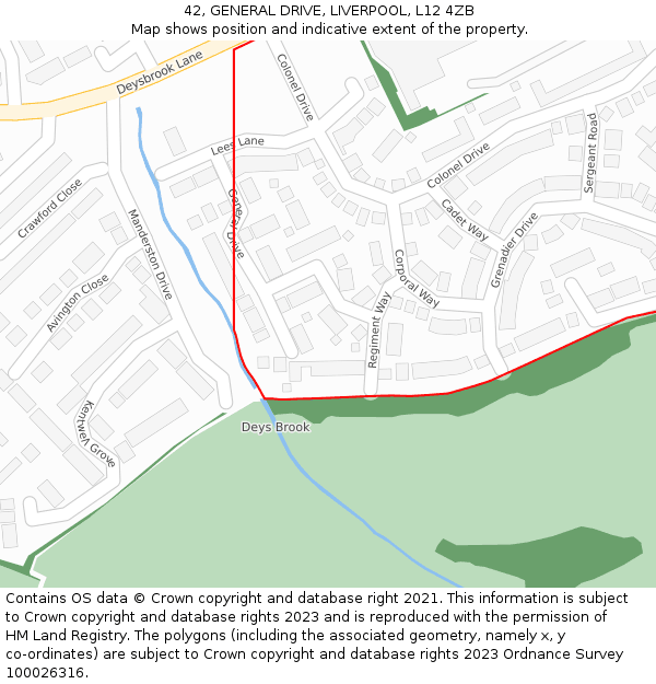 42, GENERAL DRIVE, LIVERPOOL, L12 4ZB: Location map and indicative extent of plot