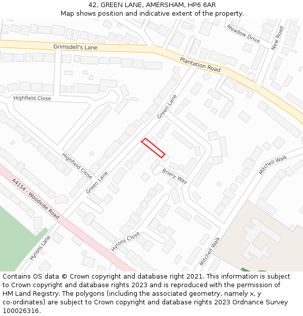 42, GREEN LANE, AMERSHAM, HP6 6AR: Location map and indicative extent of plot