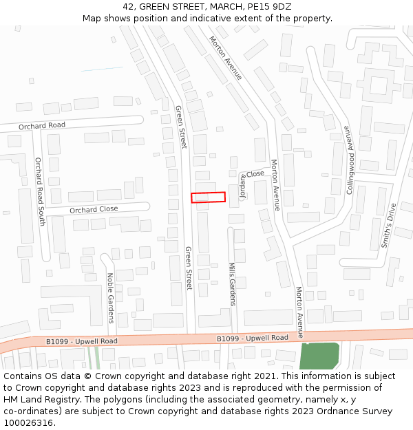 42, GREEN STREET, MARCH, PE15 9DZ: Location map and indicative extent of plot