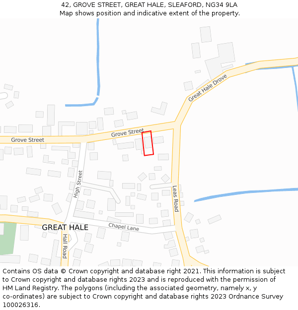 42, GROVE STREET, GREAT HALE, SLEAFORD, NG34 9LA: Location map and indicative extent of plot