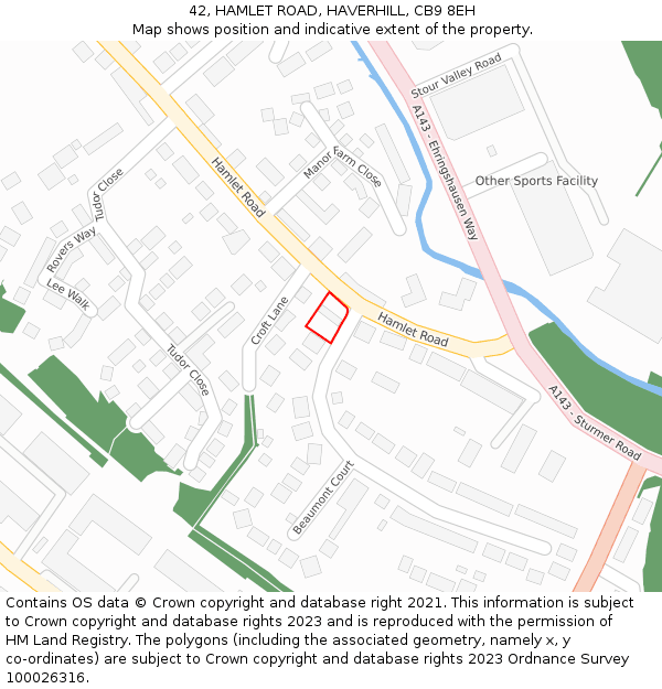 42, HAMLET ROAD, HAVERHILL, CB9 8EH: Location map and indicative extent of plot