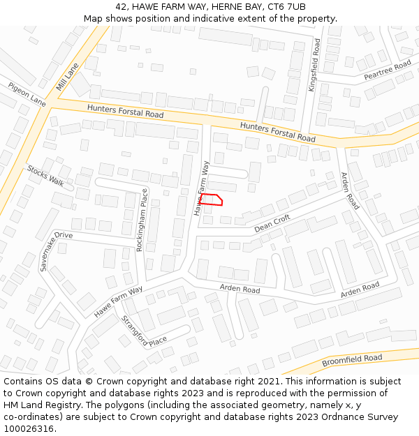 42, HAWE FARM WAY, HERNE BAY, CT6 7UB: Location map and indicative extent of plot