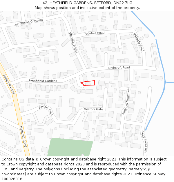 42, HEATHFIELD GARDENS, RETFORD, DN22 7LG: Location map and indicative extent of plot