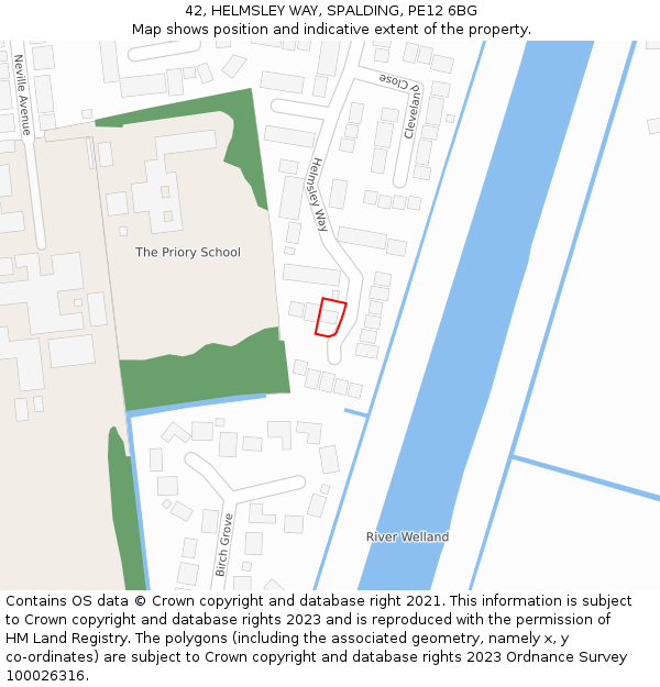 42, HELMSLEY WAY, SPALDING, PE12 6BG: Location map and indicative extent of plot