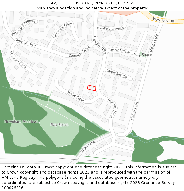 42, HIGHGLEN DRIVE, PLYMOUTH, PL7 5LA: Location map and indicative extent of plot
