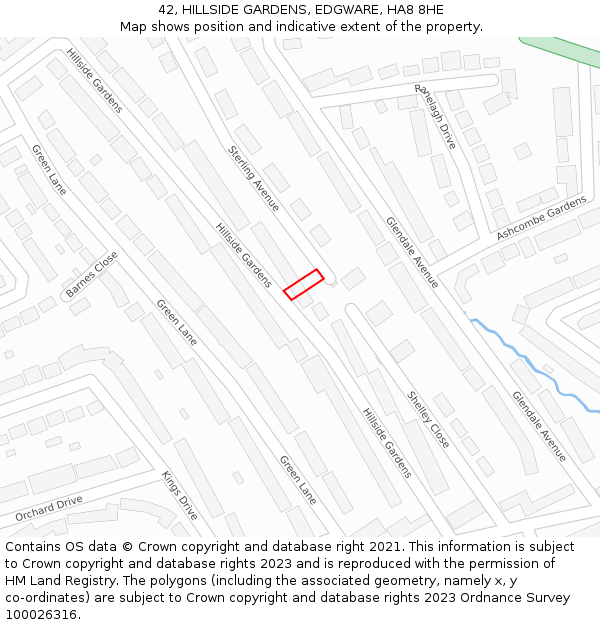 42, HILLSIDE GARDENS, EDGWARE, HA8 8HE: Location map and indicative extent of plot