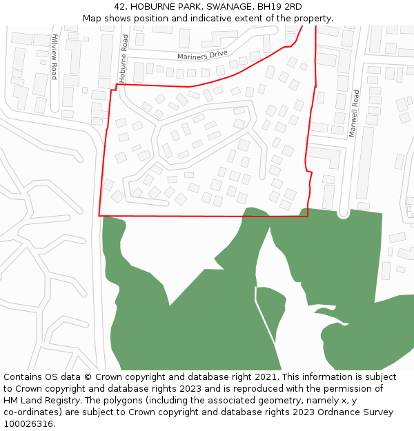 42, HOBURNE PARK, SWANAGE, BH19 2RD: Location map and indicative extent of plot