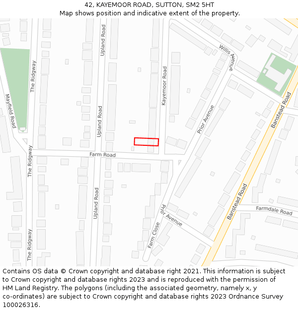42, KAYEMOOR ROAD, SUTTON, SM2 5HT: Location map and indicative extent of plot