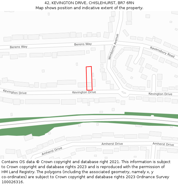 42, KEVINGTON DRIVE, CHISLEHURST, BR7 6RN: Location map and indicative extent of plot