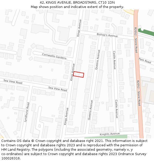 42, KINGS AVENUE, BROADSTAIRS, CT10 1DN: Location map and indicative extent of plot