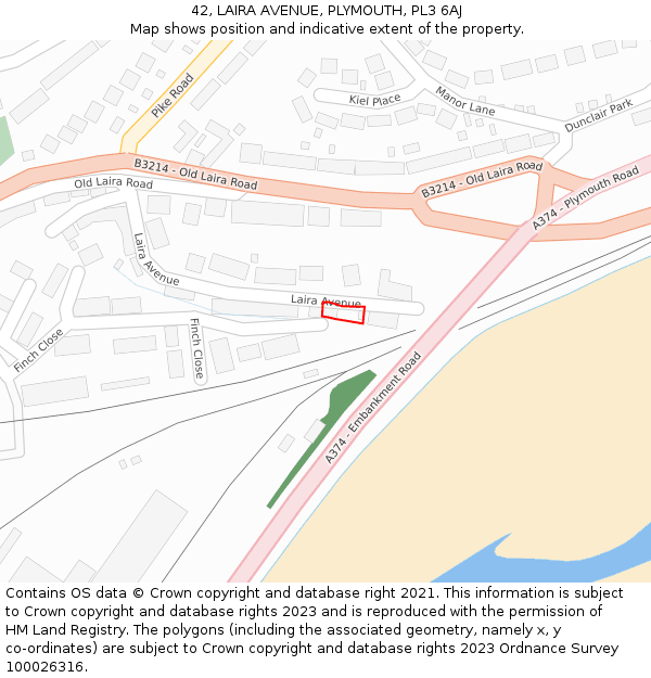 42, LAIRA AVENUE, PLYMOUTH, PL3 6AJ: Location map and indicative extent of plot