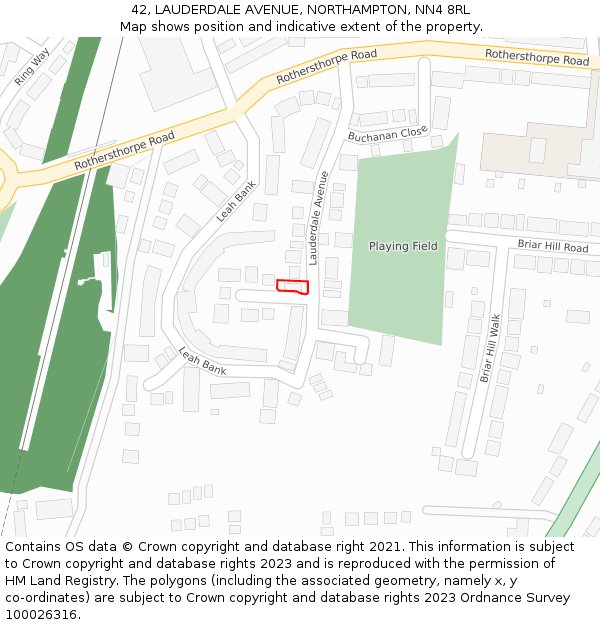 42, LAUDERDALE AVENUE, NORTHAMPTON, NN4 8RL: Location map and indicative extent of plot