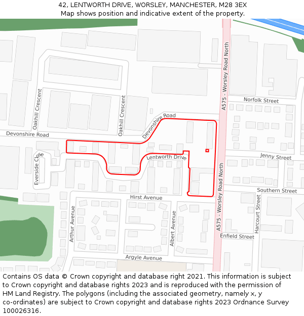 42, LENTWORTH DRIVE, WORSLEY, MANCHESTER, M28 3EX: Location map and indicative extent of plot