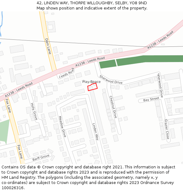 42, LINDEN WAY, THORPE WILLOUGHBY, SELBY, YO8 9ND: Location map and indicative extent of plot