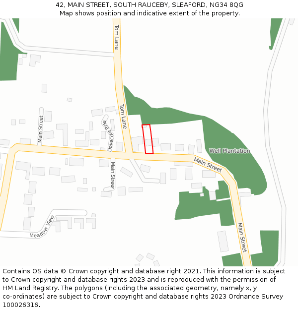 42, MAIN STREET, SOUTH RAUCEBY, SLEAFORD, NG34 8QG: Location map and indicative extent of plot