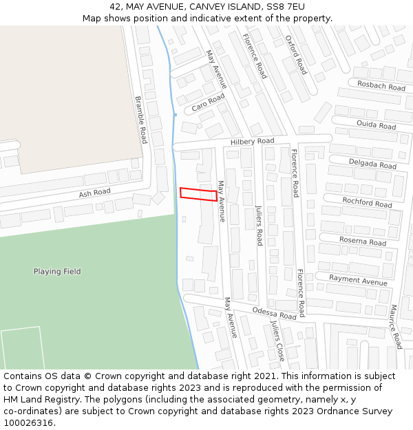 42, MAY AVENUE, CANVEY ISLAND, SS8 7EU: Location map and indicative extent of plot