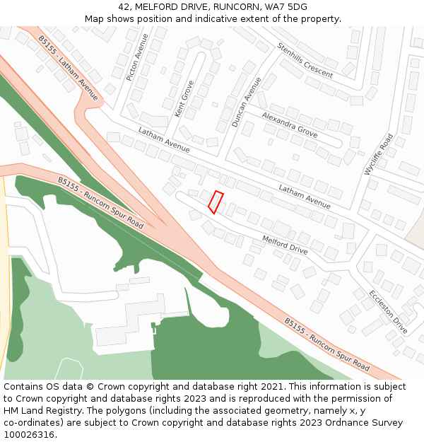 42, MELFORD DRIVE, RUNCORN, WA7 5DG: Location map and indicative extent of plot