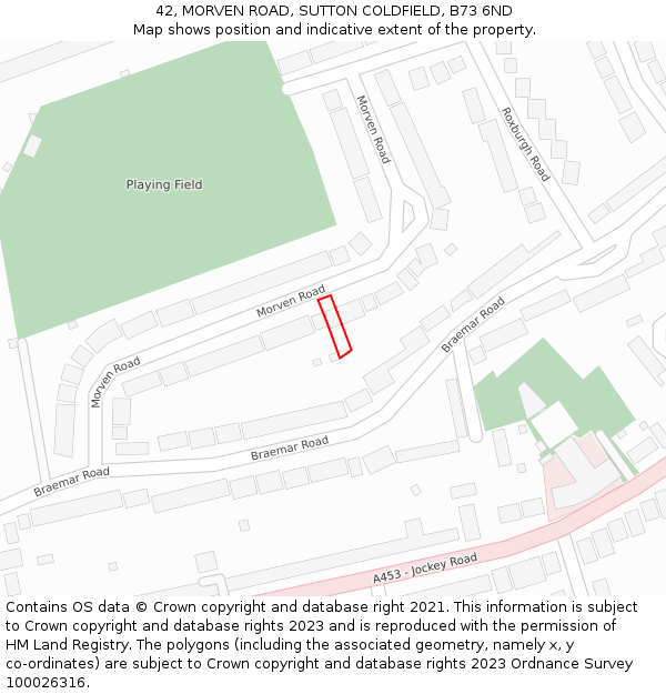42, MORVEN ROAD, SUTTON COLDFIELD, B73 6ND: Location map and indicative extent of plot