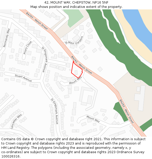 42, MOUNT WAY, CHEPSTOW, NP16 5NF: Location map and indicative extent of plot