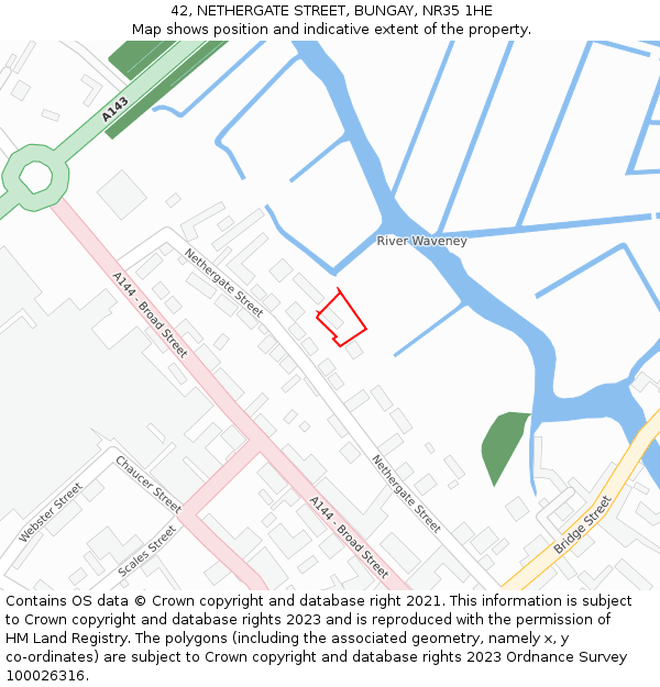 42, NETHERGATE STREET, BUNGAY, NR35 1HE: Location map and indicative extent of plot