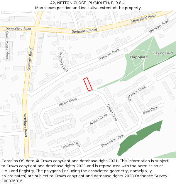 42, NETTON CLOSE, PLYMOUTH, PL9 8UL: Location map and indicative extent of plot