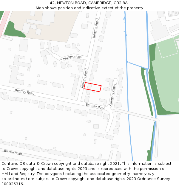 42, NEWTON ROAD, CAMBRIDGE, CB2 8AL: Location map and indicative extent of plot