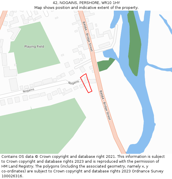 42, NOGAINS, PERSHORE, WR10 1HY: Location map and indicative extent of plot