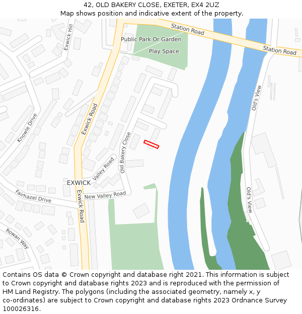 42, OLD BAKERY CLOSE, EXETER, EX4 2UZ: Location map and indicative extent of plot