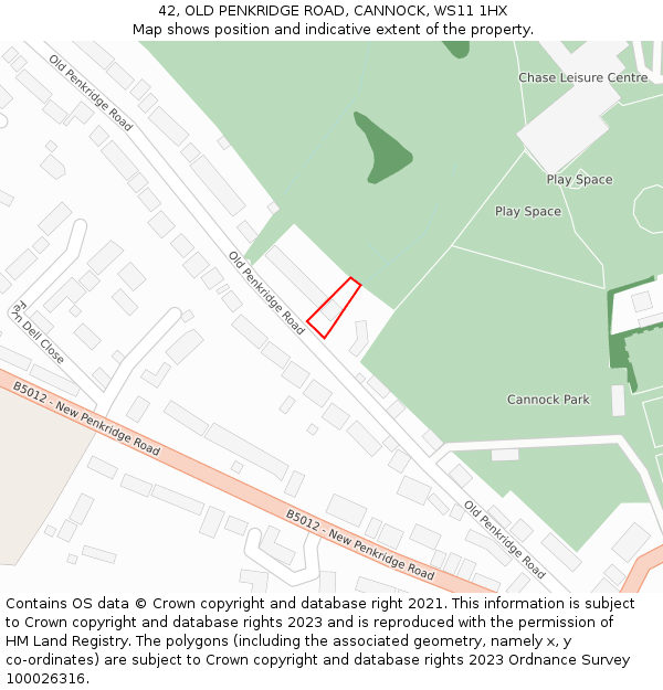 42, OLD PENKRIDGE ROAD, CANNOCK, WS11 1HX: Location map and indicative extent of plot