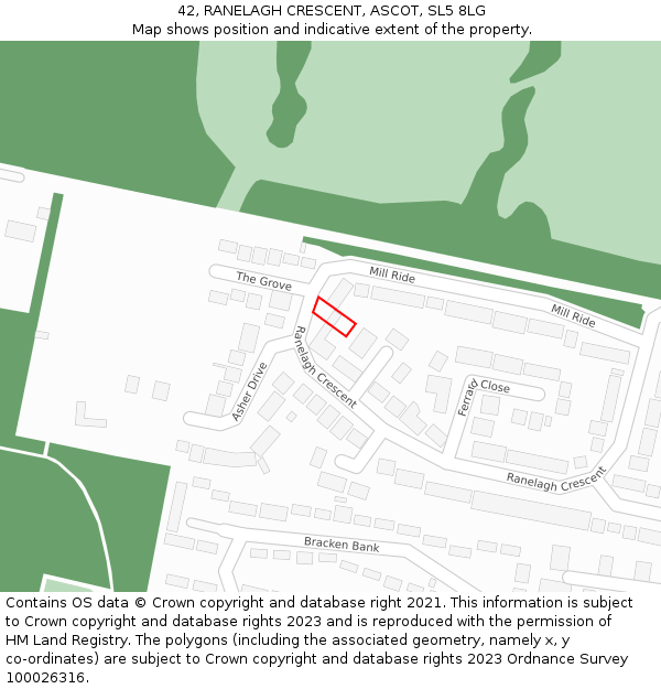42, RANELAGH CRESCENT, ASCOT, SL5 8LG: Location map and indicative extent of plot