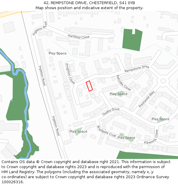 42, REMPSTONE DRIVE, CHESTERFIELD, S41 0YB: Location map and indicative extent of plot