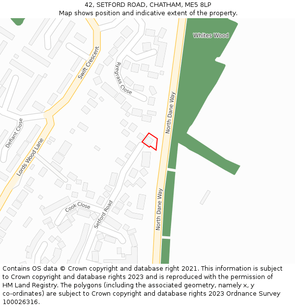 42, SETFORD ROAD, CHATHAM, ME5 8LP: Location map and indicative extent of plot