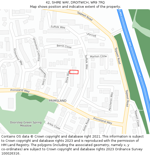 42, SHIRE WAY, DROITWICH, WR9 7RQ: Location map and indicative extent of plot