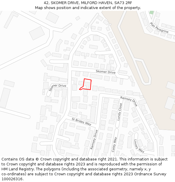 42, SKOMER DRIVE, MILFORD HAVEN, SA73 2RF: Location map and indicative extent of plot