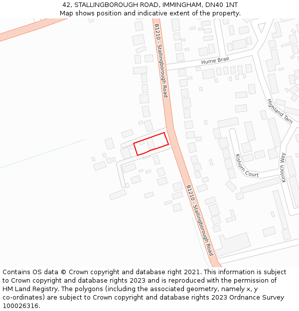 42, STALLINGBOROUGH ROAD, IMMINGHAM, DN40 1NT: Location map and indicative extent of plot