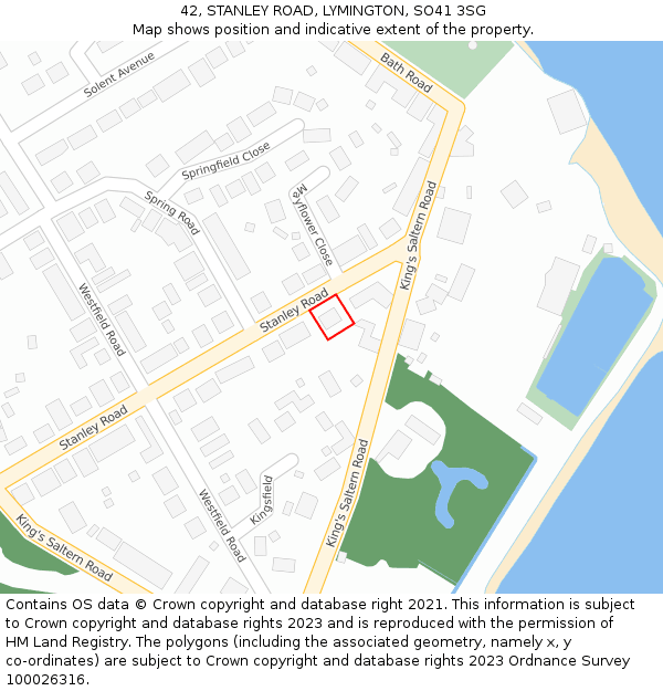 42, STANLEY ROAD, LYMINGTON, SO41 3SG: Location map and indicative extent of plot