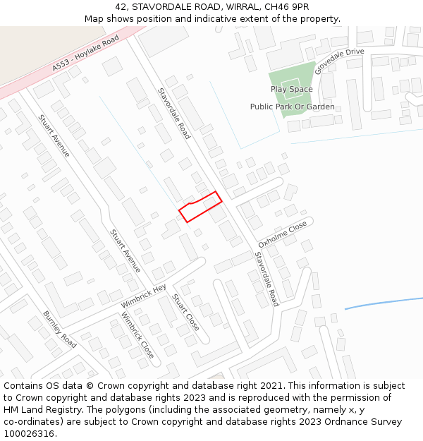 42, STAVORDALE ROAD, WIRRAL, CH46 9PR: Location map and indicative extent of plot