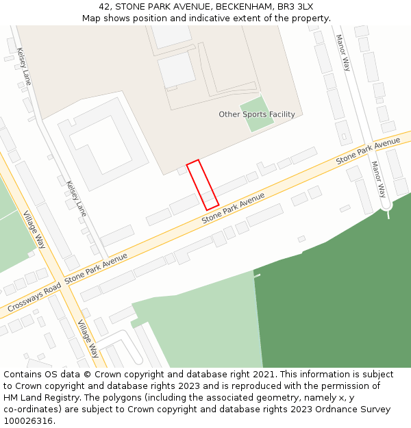42, STONE PARK AVENUE, BECKENHAM, BR3 3LX: Location map and indicative extent of plot